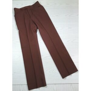 Vintage 70s Polyester Pants Men 30x34 Leeds Brown Bootcut Leisure Pants Disco